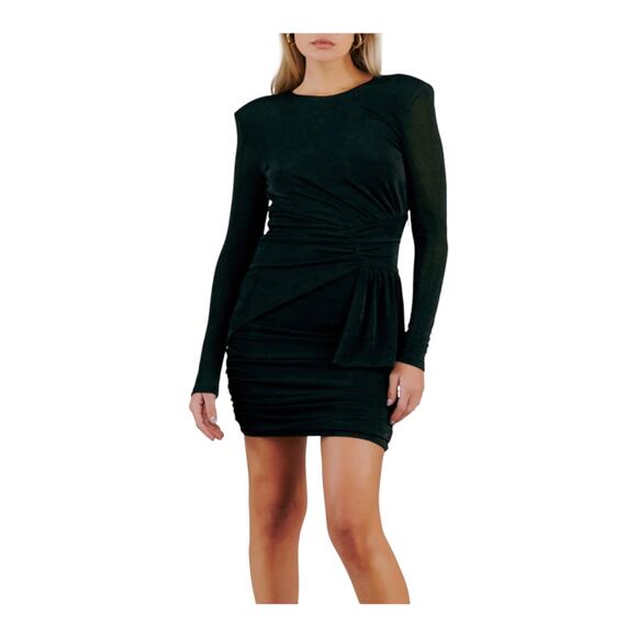 Misha Collection dress Evetta long sleeve ruching black size 10 - Picture 1 of 5